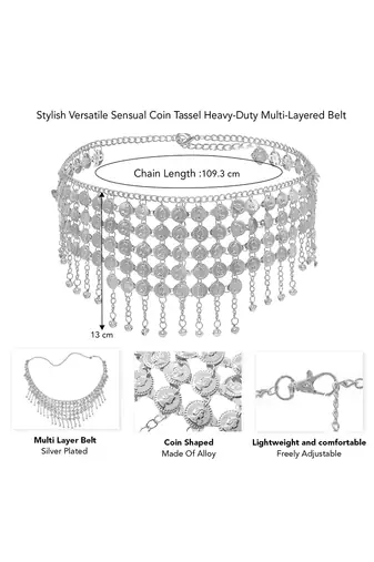 Silver plated waist belt kamar bandh comfortable & adjustable belly chain jewellery for women