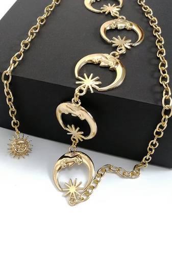 Moon star style gold plated waist belt kamar bandh belly chain trendy jewellery gift for women