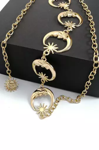 Moon star style gold plated waist belt kamar bandh belly chain trendy jewellery gift for women