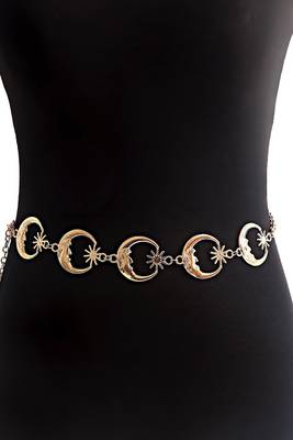 Moon star style gold plated waist belt kamar bandh belly chain trendy jewellery gift for women 2