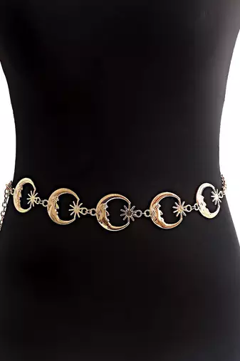 Moon star style gold plated waist belt kamar bandh belly chain trendy jewellery gift for women