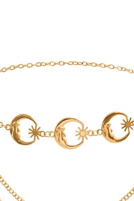 Moon star style gold plated waist belt kamar bandh belly chain trendy jewellery gift for women 3