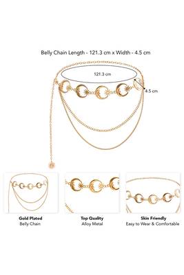 Moon star style gold plated waist belt kamar bandh belly chain trendy jewellery gift for women 4