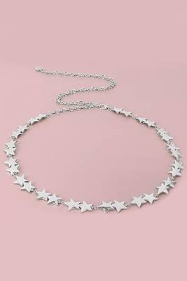 Star design silver plated waist belt kamar bandh belly chain jewellery gift for women & girl 1