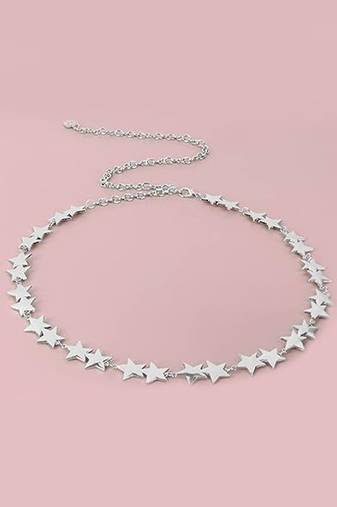 Star design silver plated waist belt kamar bandh belly chain jewellery gift for women & girl