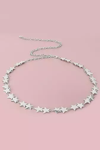 Star design silver plated waist belt kamar bandh belly chain jewellery gift for women & girl
