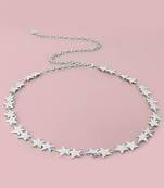 Star design silver plated waist belt kamar bandh belly chain jewellery gift for women & girl