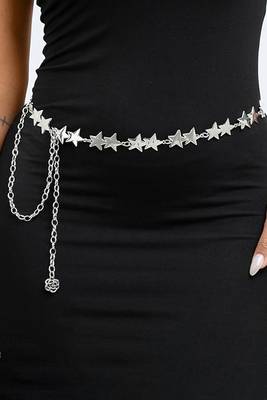 Star design silver plated waist belt kamar bandh belly chain jewellery gift for women & girl 2