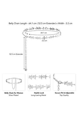 Star design silver plated waist belt kamar bandh belly chain jewellery gift for women & girl 4