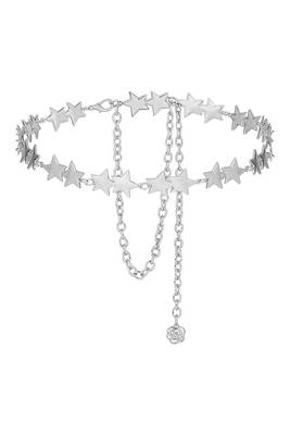 Star design silver plated waist belt kamar bandh belly chain jewellery gift for women & girl 5