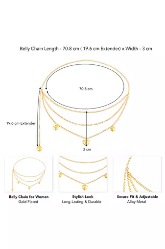 Multi layer gold plate waist belt adjusted kamar bandh belly chain jewellery for women & girl