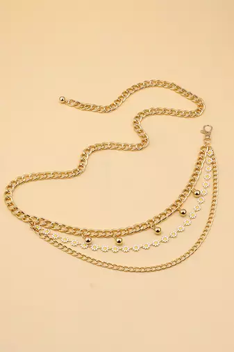 Multi layer gold plate waist belt adjustable kamar bandh belly chain & girl