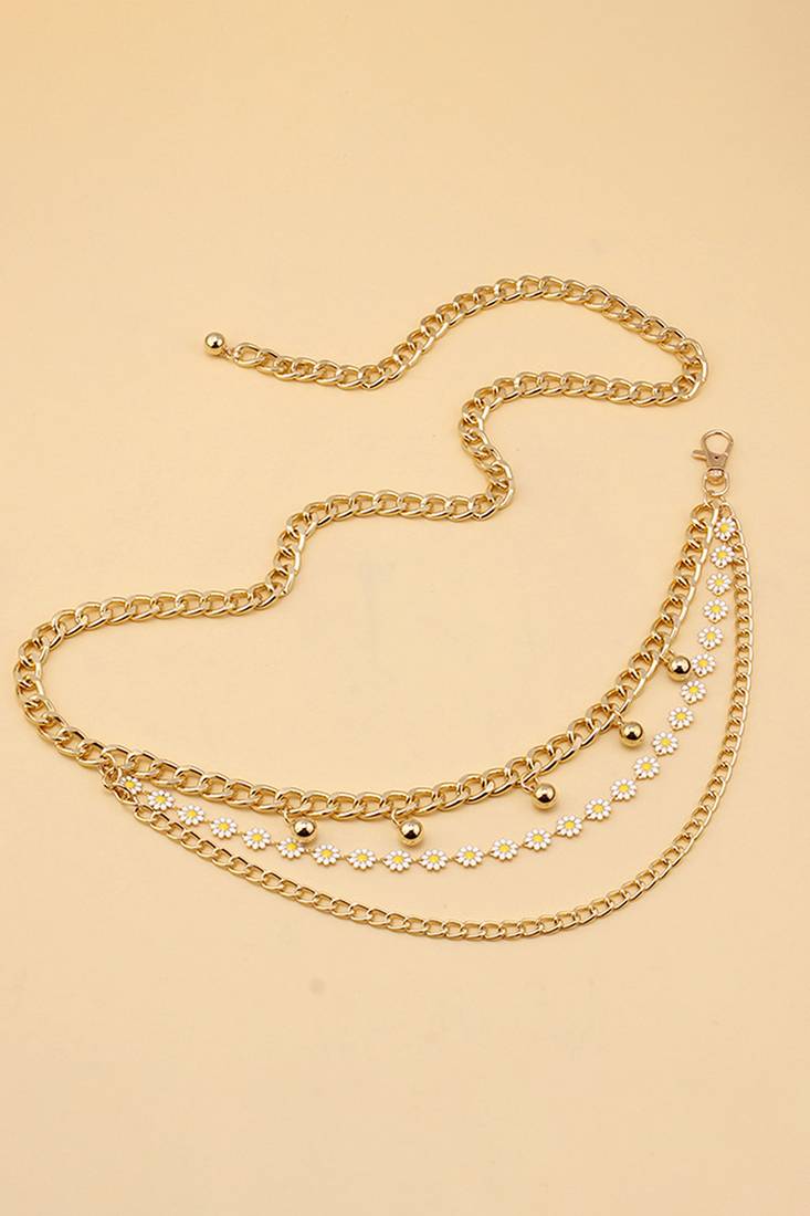 Multi layer gold plate waist belt adjustable kamar bandh belly chain & girl