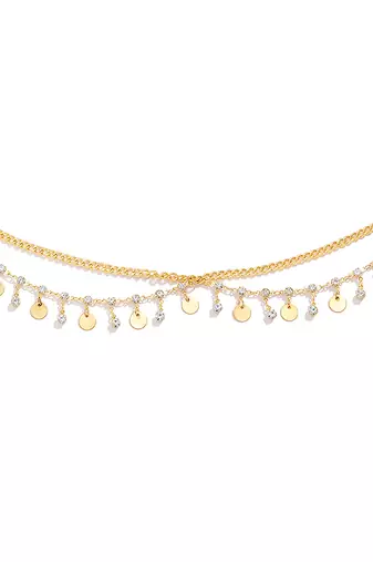 Gold plated cubic zirconia studded adjustable waist kamar bandh belly chain girl