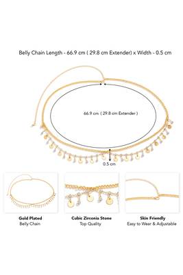 Gold plated cubic zirconia studded adjustable waist kamar bandh belly chain girl 4