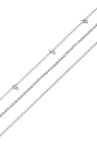Silver plated cubic zirconia studded 3 stylish belly chain kamar bandh waist belt