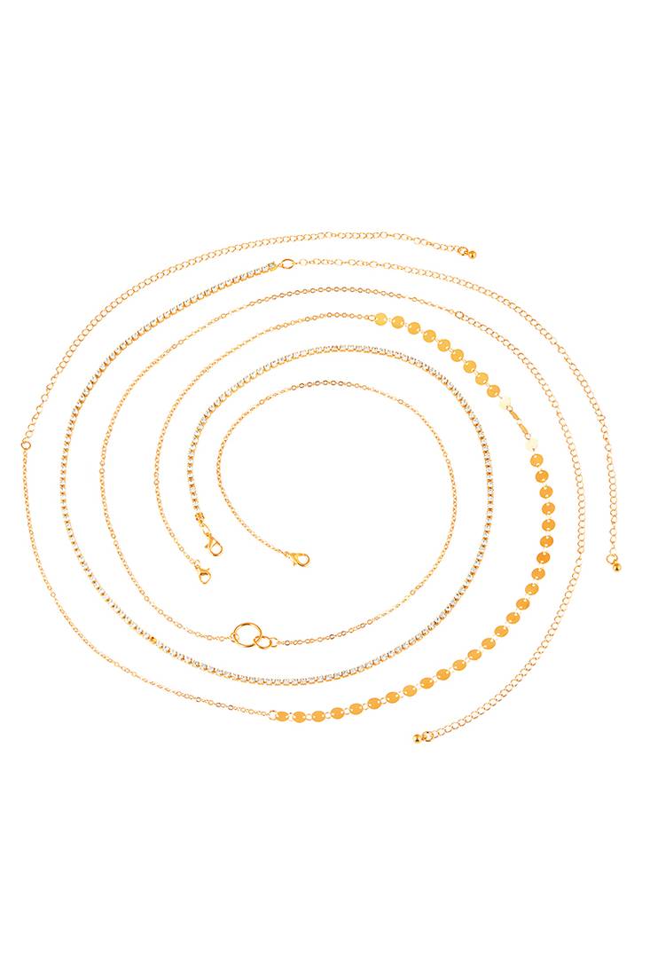 Gold plated cubic zirconia studded 3 stylish belly chain kamar bandh waist belt
