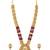 Gold plated goddess laxmi maroon faux ruby & beads studded long necklace with earrings