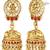 Gold plated goddess laxmi maroon faux ruby & beads studded long necklace with earrings