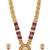 Gold plated goddess laxmi maroon faux ruby & beads studded long necklace with earrings