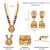 Gold plated goddess laxmi maroon faux ruby & beads studded long necklace with earrings