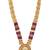 Gold plated goddess laxmi maroon faux ruby & beads studded long necklace with earrings