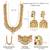 Gold plated rani pink green faux ruby faux emerald studded long necklace with jhumki earrings