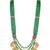 Gold plated faux ruby & green beads studded long necklace drop earrings set