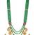 Gold plated faux ruby & green beads studded long necklace drop earrings set