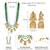 Gold plated faux ruby & green beads studded long necklace drop earrings set