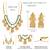 Gold plated faux ruby & green beads studded tassel necklace with jhumka earring set