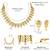 Gold plated faux emerald studded traditional ethnic necklace earrings set jewellery for women