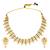 Gold plated faux emerald studded traditional ethnic necklace earrings set jewellery for women