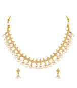 Gold plated beads studded traditional ethnic necklace earrings set jewellery for women