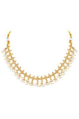 Gold plated beads studded traditional ethnic necklace earrings set jewellery for women 2