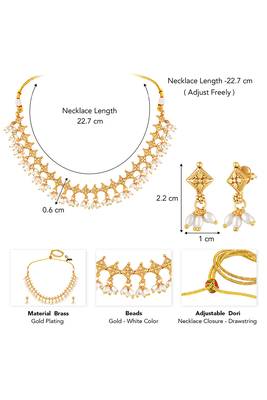 Gold plated beads studded traditional ethnic necklace earrings set jewellery for women 3