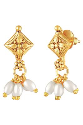 Gold plated beads studded traditional ethnic necklace earrings set jewellery for women 5