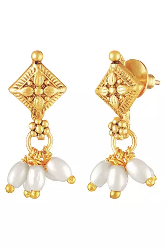 Gold plated beads studded traditional ethnic necklace earrings set jewellery for women