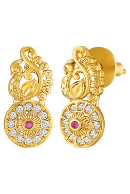 Long necklace earrings for women & girls | gold plated | cz studded | festive temple jewellery 5