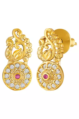 Long necklace earrings for women & girls | gold plated | cz studded | festive temple jewellery