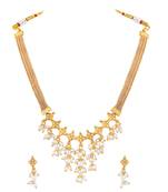 Gold plated beads studded traditional ethnic necklace earrings set fancy jewellery for women