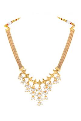 Gold plated beads studded traditional ethnic necklace earrings set fancy jewellery for women 2