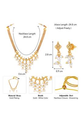 Gold plated beads studded traditional ethnic necklace earrings set fancy jewellery for women 3