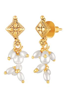 Gold plated beads studded traditional ethnic necklace earrings set fancy jewellery for women 5