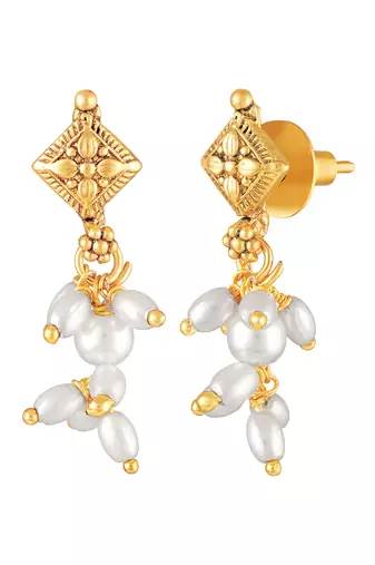 Gold plated beads studded traditional ethnic necklace earrings set fancy jewellery for women