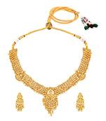 Gold plated lakshmi mofit necklace earrings set ethnic temple jewellery gift for women