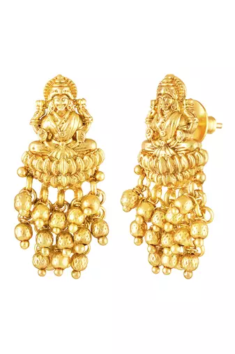 Gold plated lakshmi mofit necklace earrings set ethnic temple jewellery gift for women
