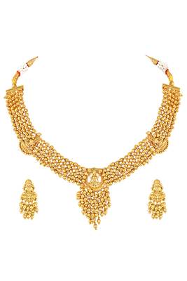 Gold plated lakshmi mofit necklace earrings set ethnic temple jewellery gift for women 3