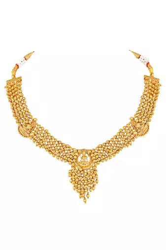 Gold plated lakshmi mofit necklace earrings set ethnic temple jewellery gift for women