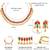 Gold plated faux ruby faux emerald studded necklace earrings set jewellery for women